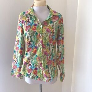 Liberty for J.Crew SZ 4,colorful floral button down shirt.